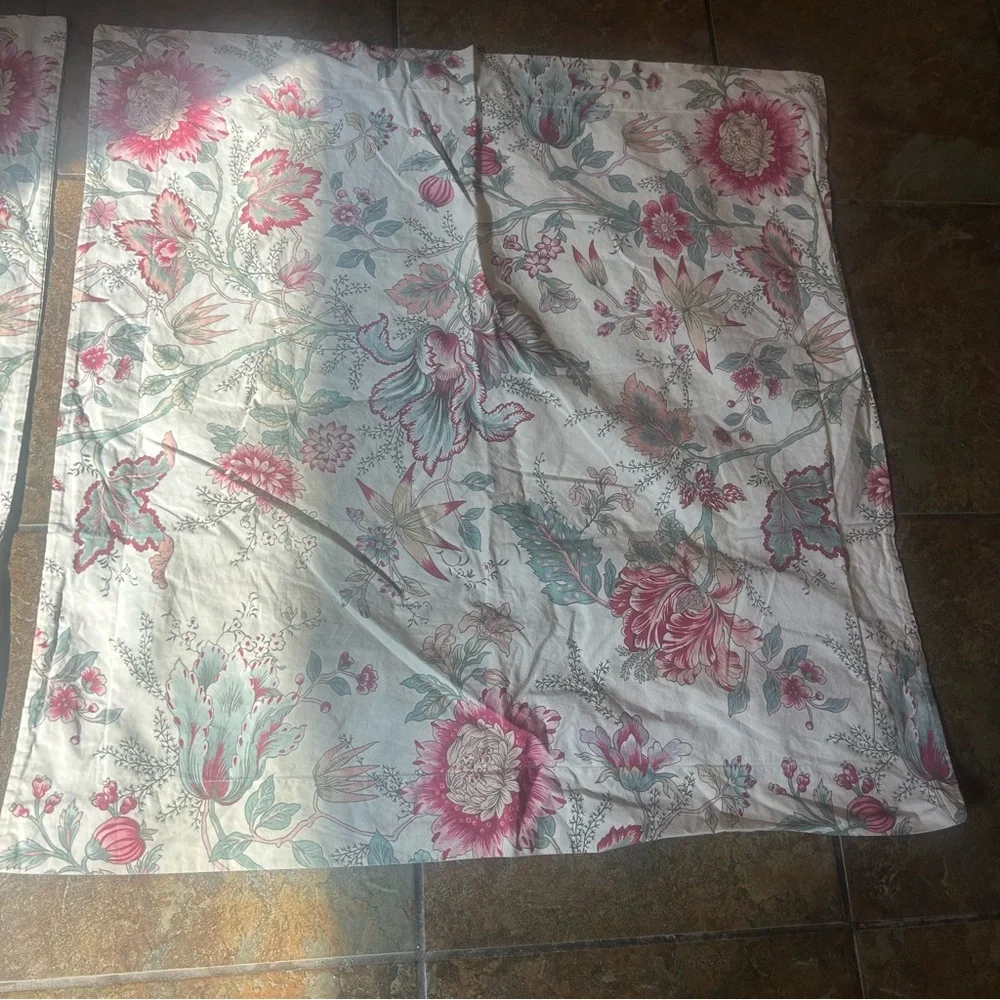 Pottery Barn Floral Patterned Pillow Covers Euro Set 2 Cotton Romantic Boho